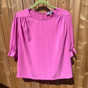 Pink top with 3/4 length sleeve